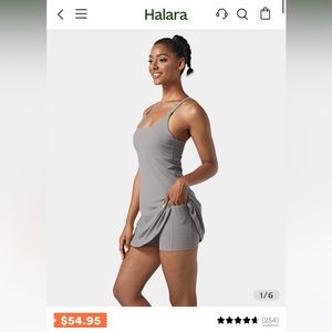 Halara Gray Active Mini Dress w Shorts & pockets